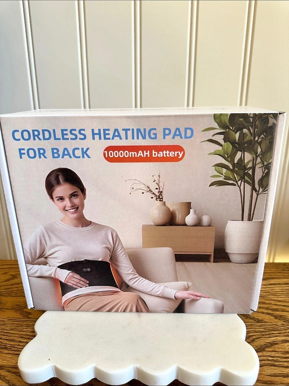 Cordless Heating Pad for Back, Black & White